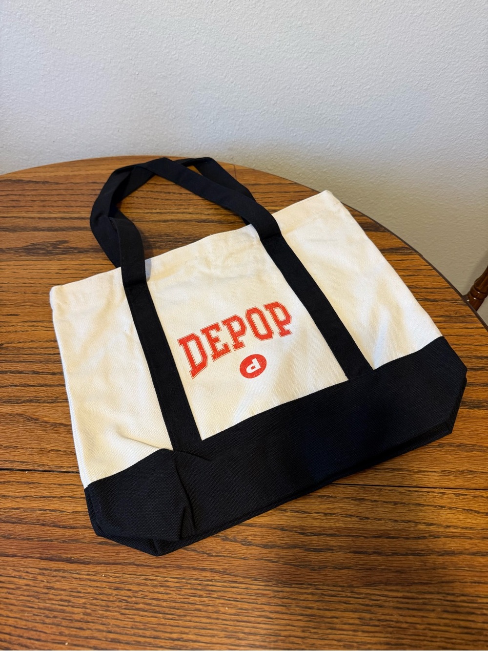 Depop Canvas Tote Bag in White and Black with Red Logo large brand new